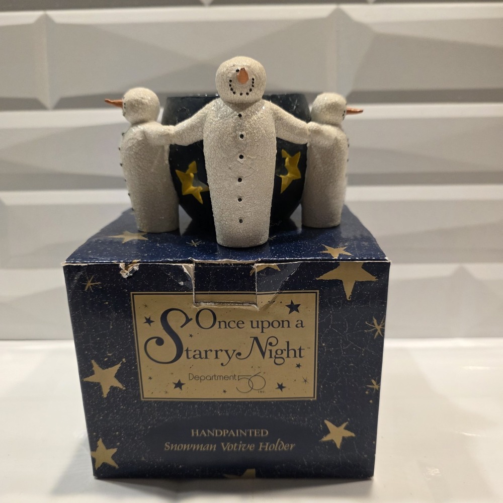 Department 56 "Once Upon a Starry Night"‎ Handpainted Snowman Votive Holder